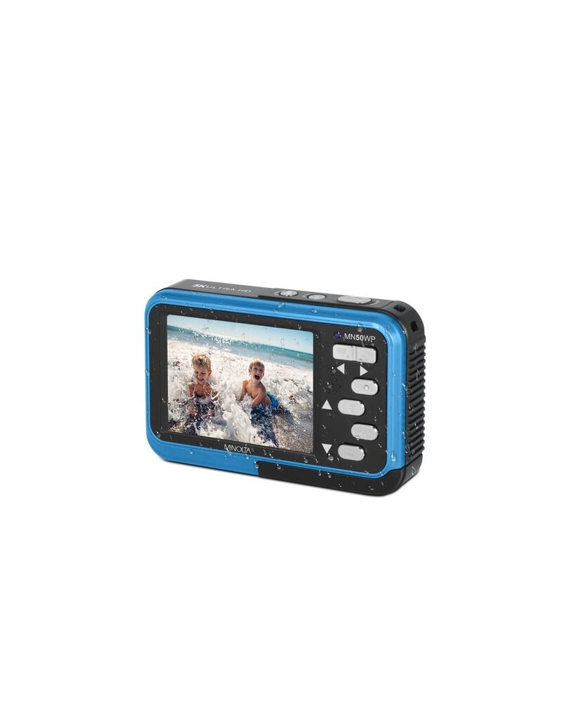 Minolta MINOLTA MN50WP Duo 48 MP Autofocus / 5K Ultra HD Waterproof Camera w/ Dual LCD (Blue)