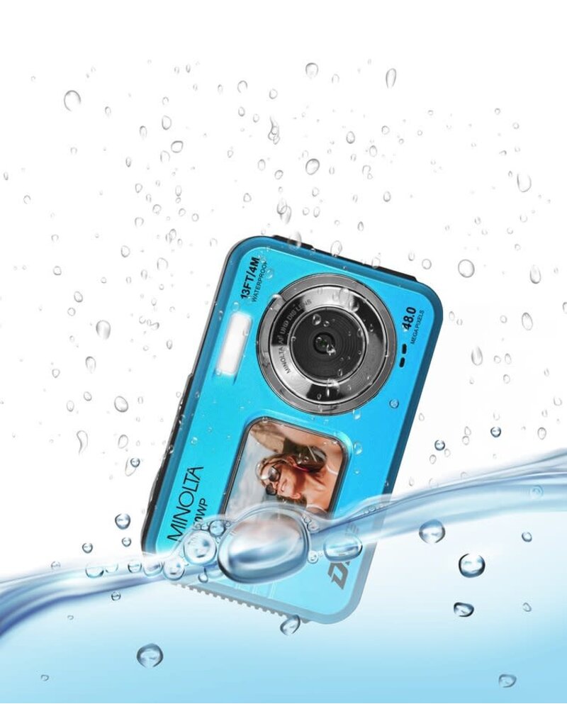 Minolta MINOLTA MN50WP Duo 48 MP Autofocus / 5K Ultra HD Waterproof Camera w/ Dual LCD (Blue)