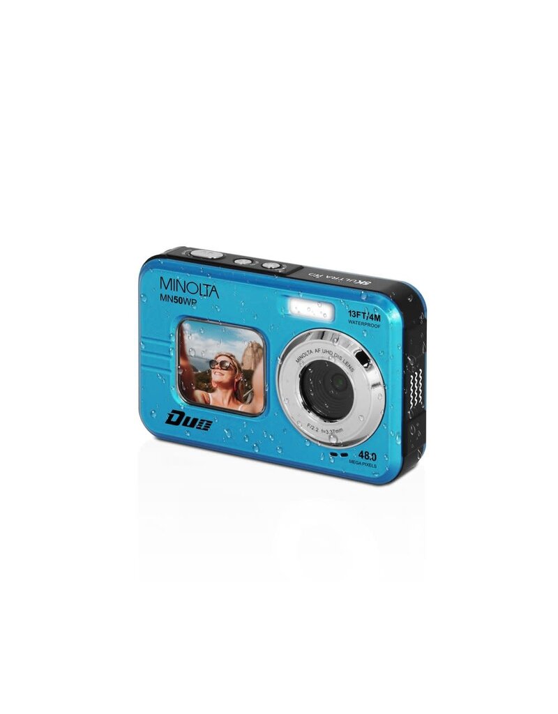 Minolta MINOLTA MN50WP Duo 48 MP Autofocus / 5K Ultra HD Waterproof Camera w/ Dual LCD (Blue)