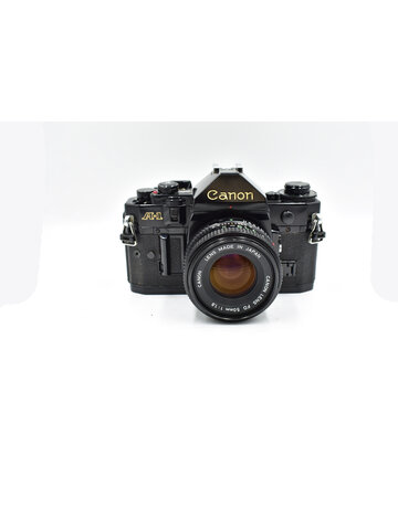 Canon Pre-owned Canon A-1 w/50mm F1.8 Fd 35mm Film Camera Black