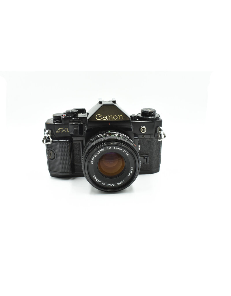 Canon Pre-Owned Canon A-1 W/50mm F1.8 FD Lens 35mm Film Camera Black