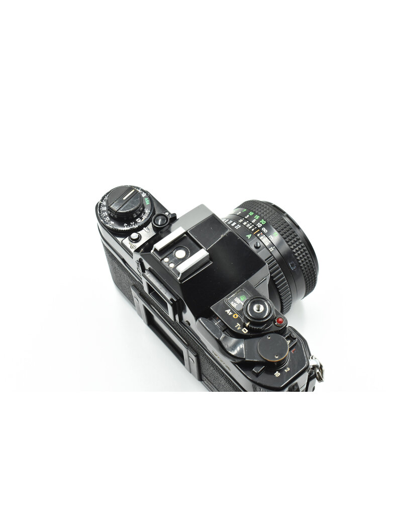 Canon Pre-Owned Canon A-1 W/50mm F1.8 FD Lens 35mm Film Camera Black