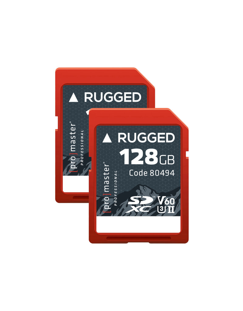 Promaster SDXC 128GB Rugged™ UHS-II V60 Memory Card - 2 Pack