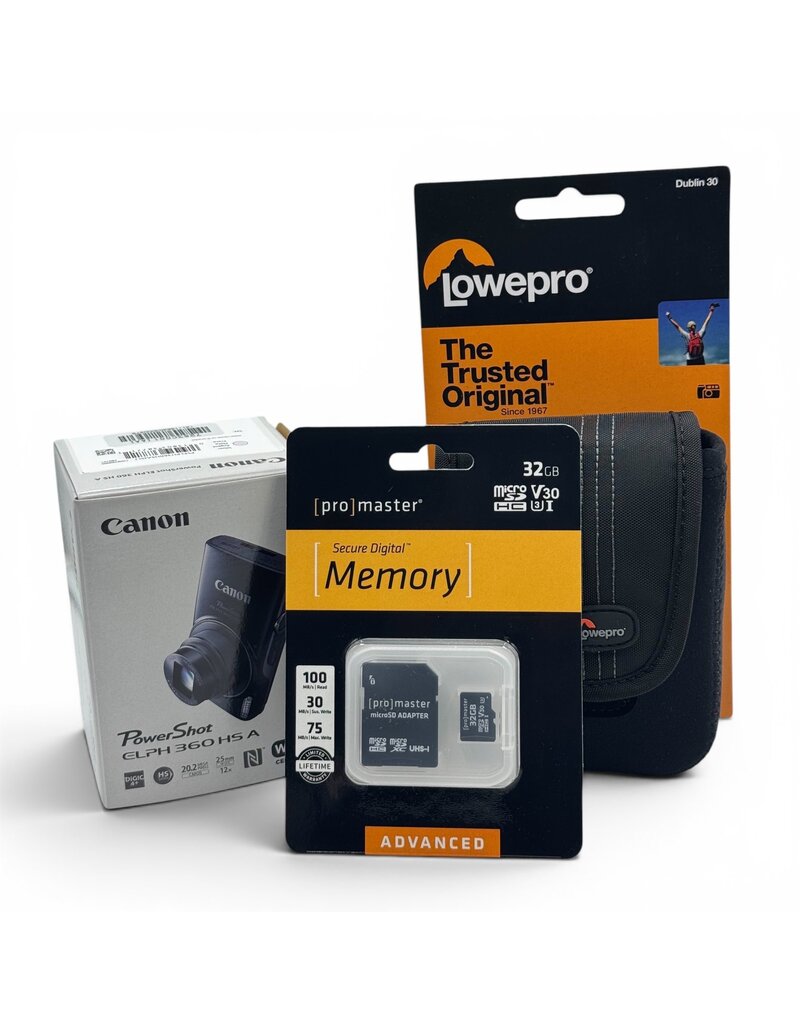 Canon Canon PowerShot ELPH 360 HS A Digital Camera (Silver) Plus Extras