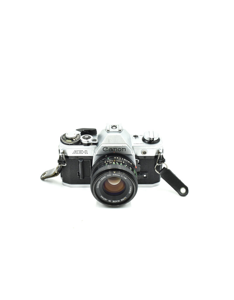 Canon Pre-owned Canon AE-1 W/ 50mm F1.8 FD Lens Silver Body Only (35mm Film Camera)