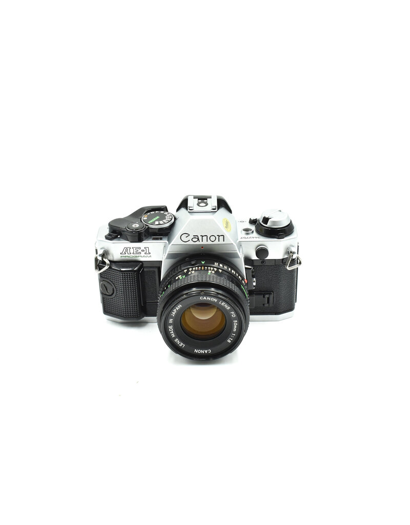 Canon Pre-Owned Canon AE- 1 Program W/ 50mm F1.8 FD lens , Silver (35mm Film Camera)