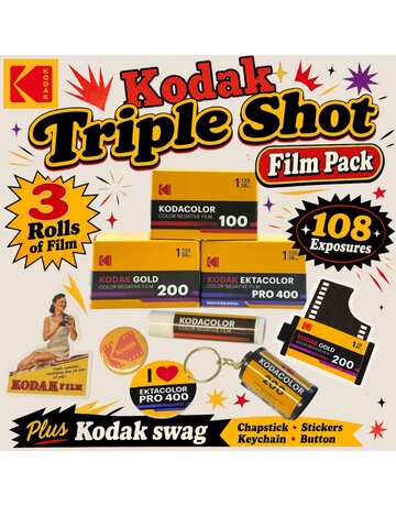 Kodak Kodak Triple Shot Film Pack 3 Rolls of 35mm Film 108 Exp. Plus Swag
