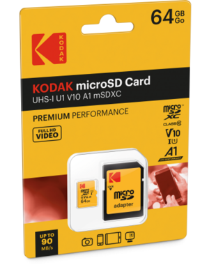Kodak KODAK 64GB Class 10 UHS-I U1 MicroSDHC Card with Adapter