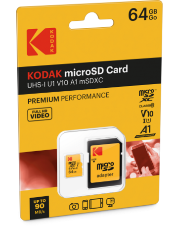 Kodak KODAK 64GB Class 10 UHS-I U1 MicroSDHC Card with Adapter