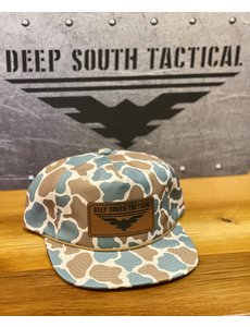  DST - Leather Patch Rope Hat - Brown/Tan/Blue Old CAMO