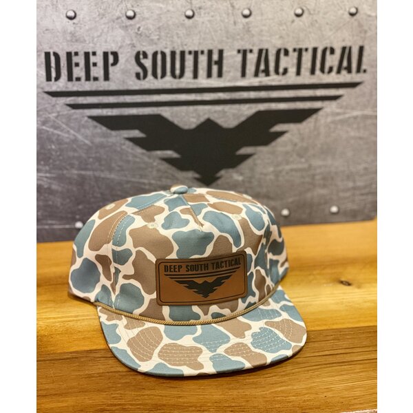 DST - Leather Patch Rope Hat - Brown/Tan/Blue CAMO
