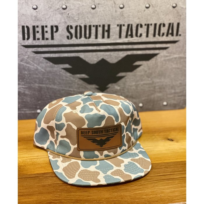 DST - Leather Patch Rope Hat - Brown/Tan/Blue CAMO