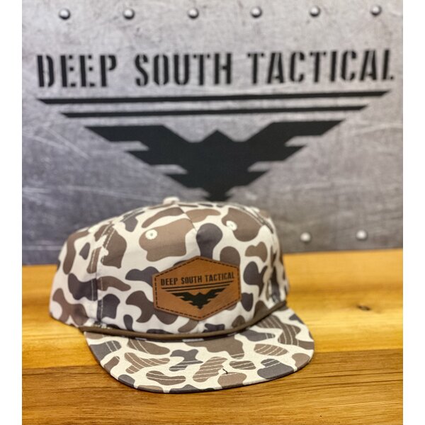 DST - Leather Patch Rope Hat - Brown/Tan Old CAMO