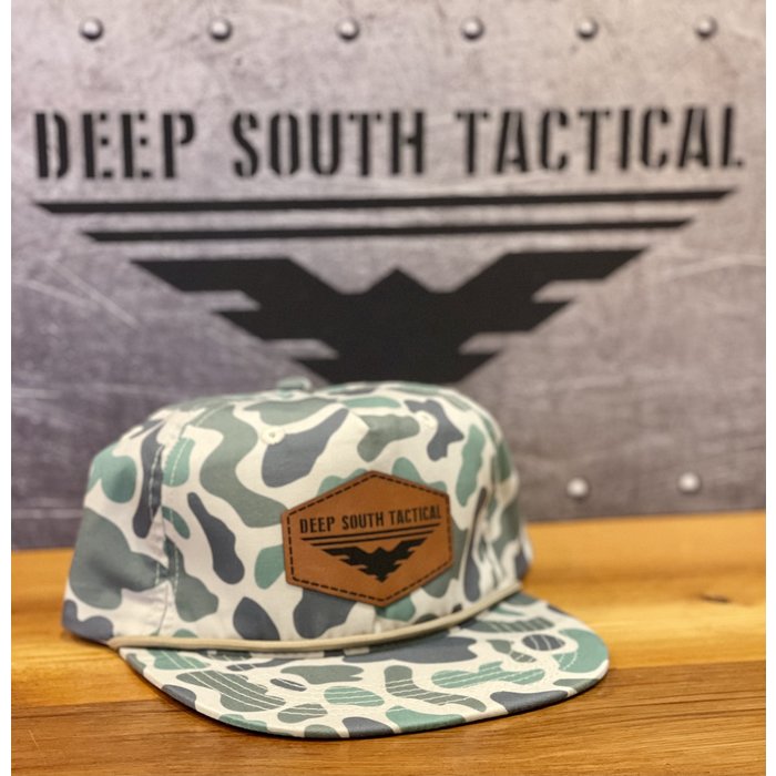 DST - Lost  Hat Co. Leather Patch Rope Hat - Green/Tan CAMO