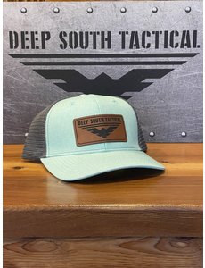 DST - Lost Hat Co. Slate Turquoise Leather Patch Trucker Hat