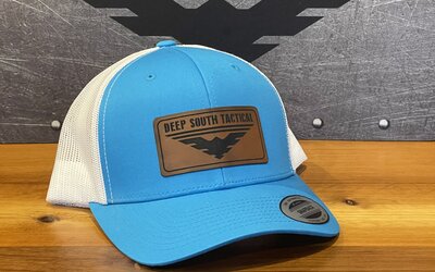  DST - Yupoong Leather Patch Trucker Hat - BLUE