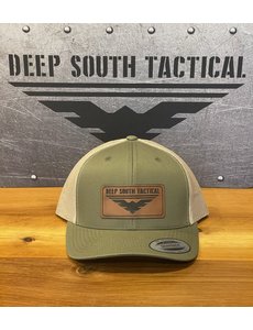  DST - Yupoong Leather Patch Trucker Hat - OLIVE