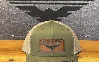  DST - Yupoong Leather Patch Trucker Hat - OLIVE