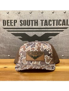  DST - Leather Patch Trucker Hat - Brown CAMO
