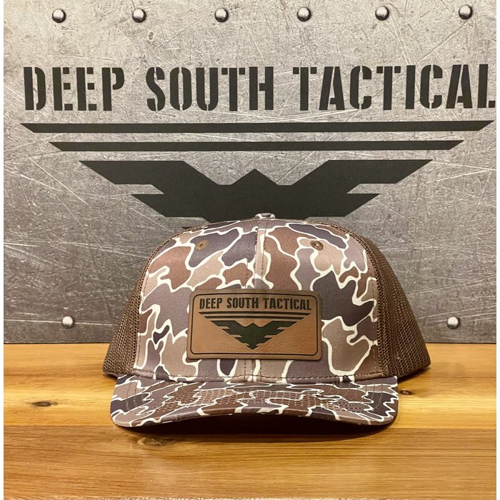 DST - Leather Patch Trucker Hat - Brown CAMO