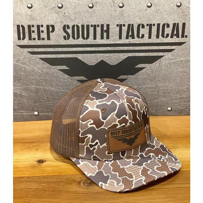 DST - Leather Patch Trucker Hat - Brown CAMO