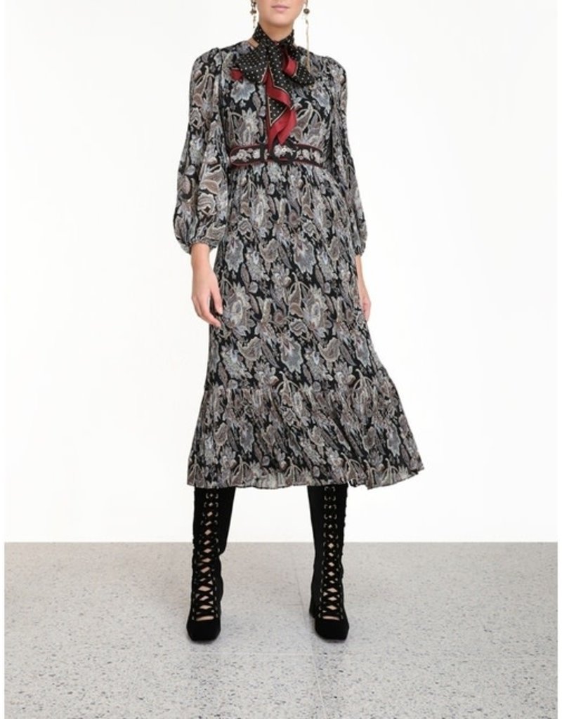 black pleated midi dress