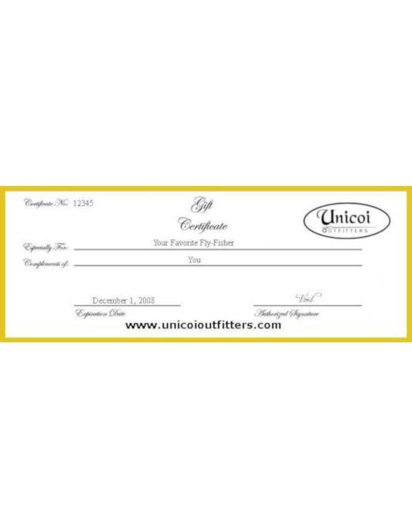 Unicoi Outfitters Gift Certificate -  Unguided Nacoochee Bend Trophy Trout Fishing