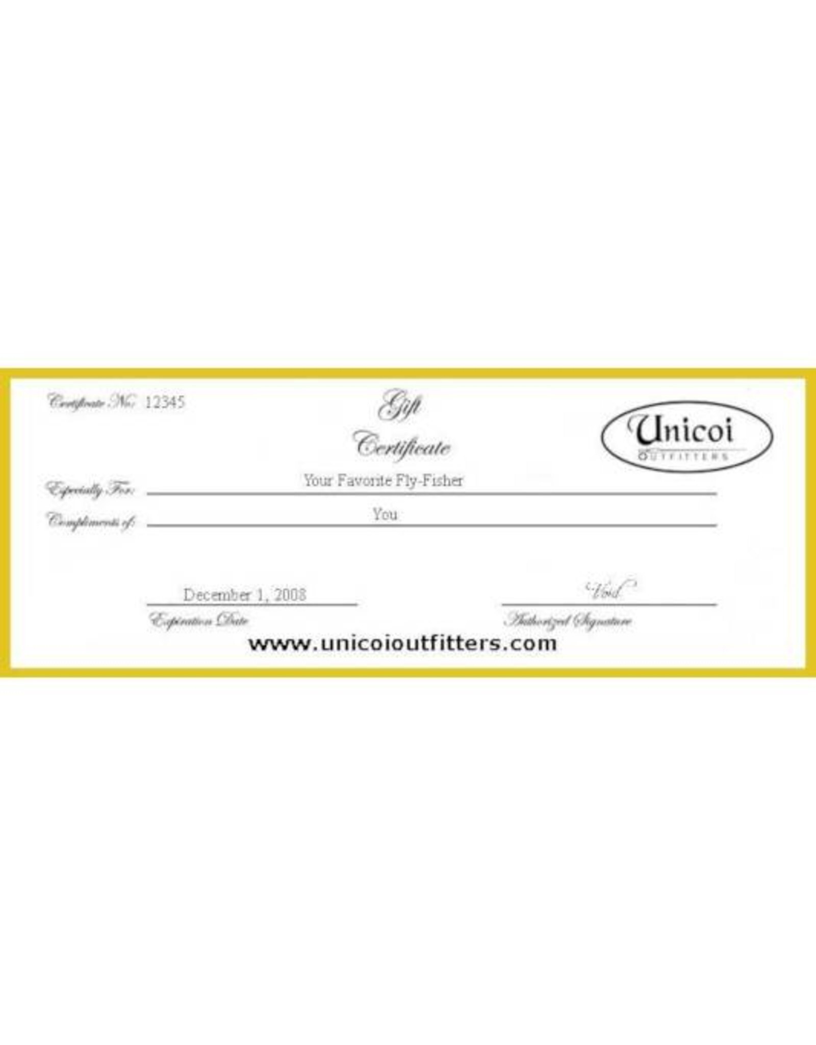Unicoi Outfitters Gift Certificate - Soque Camp Trophy Trout Fishing