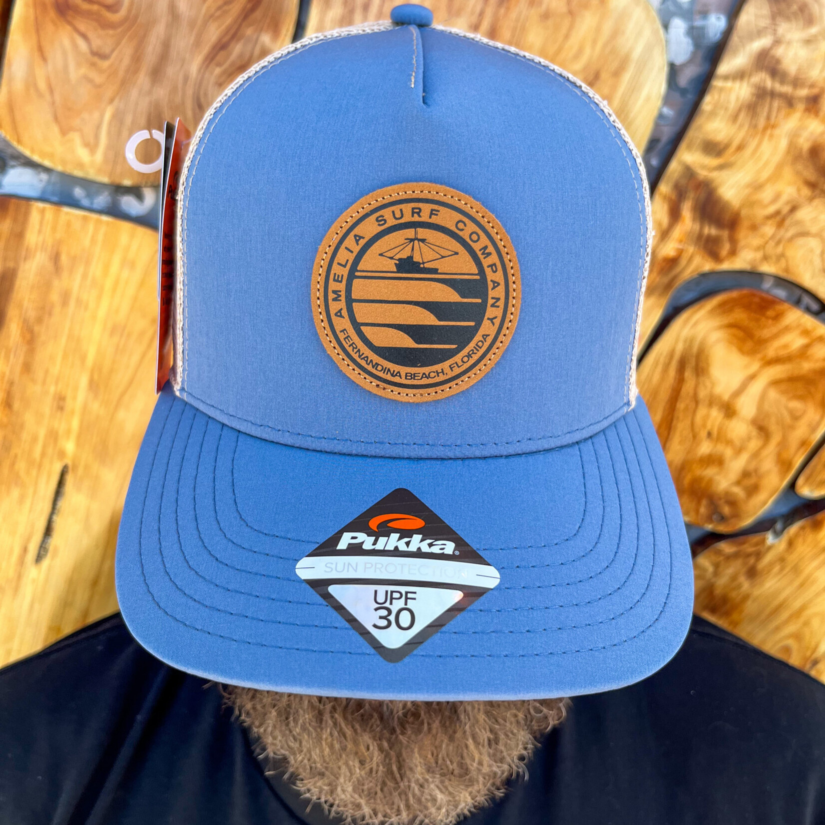 AMELIA SURF CO. HAT ASC LOCALS LEATHER PATCH PUKKA TRUCKER SLATE