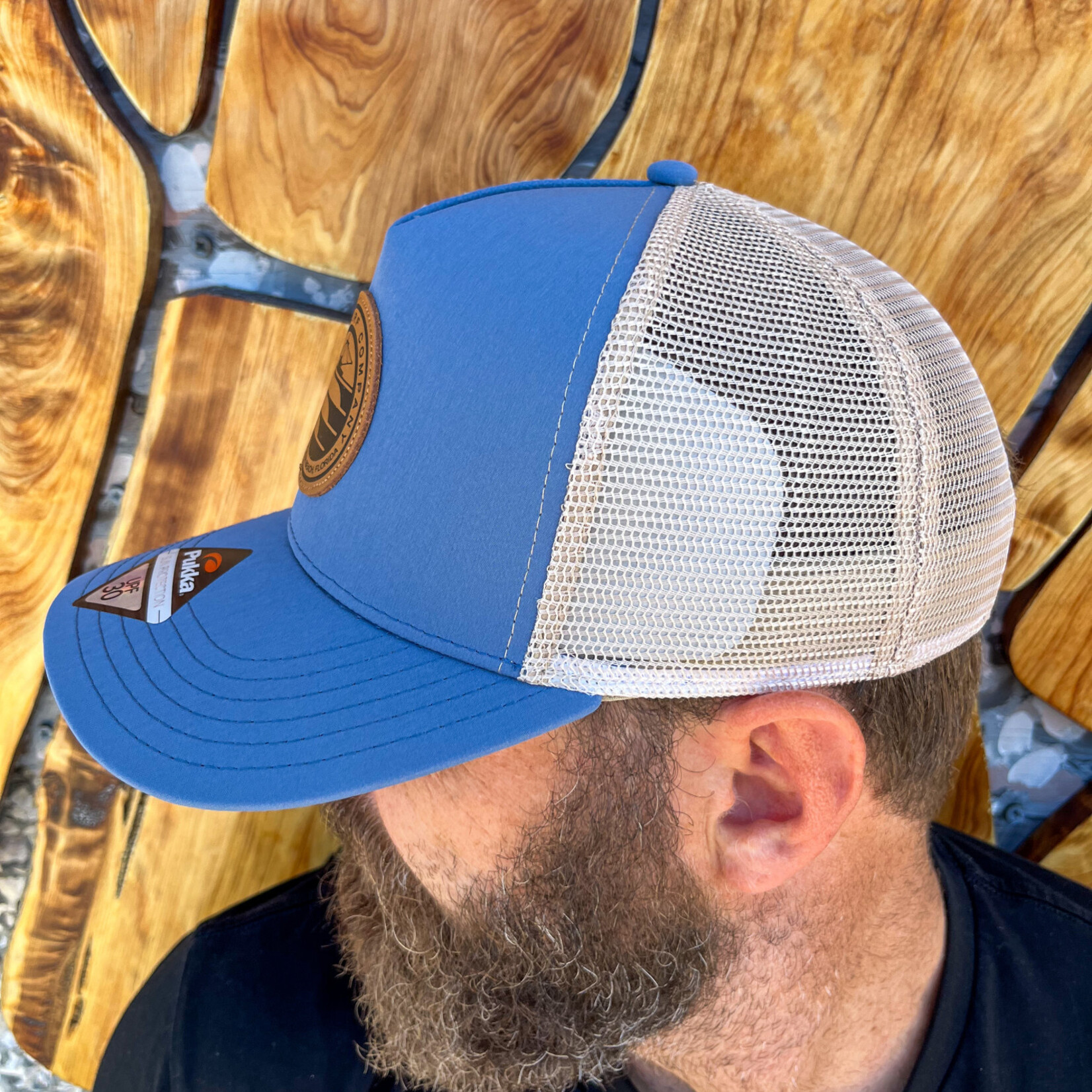 AMELIA SURF CO. HAT ASC LOCALS LEATHER PATCH PUKKA TRUCKER SLATE