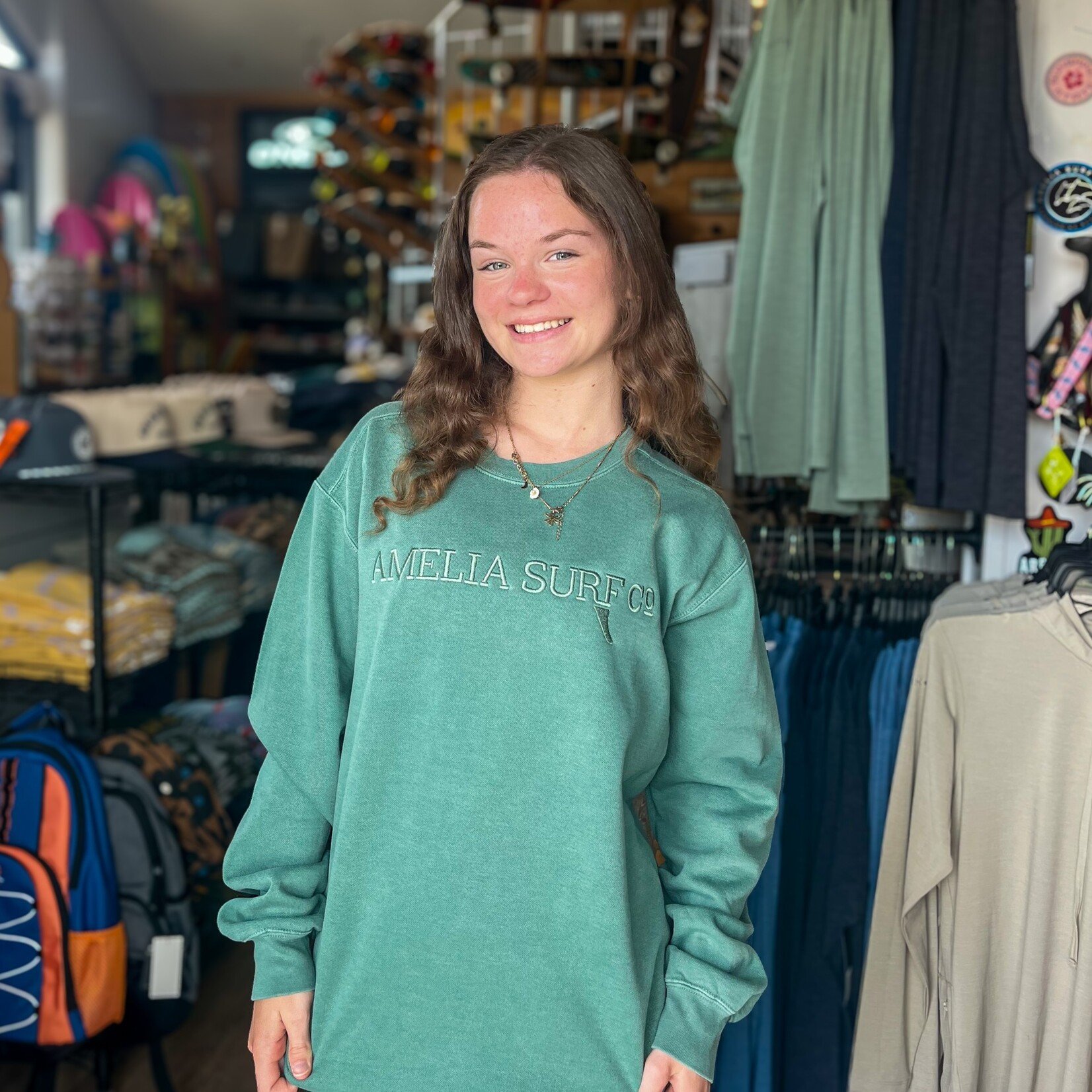 ASC EMBROIDERY FIN CREWNECK LIGHT GREEN