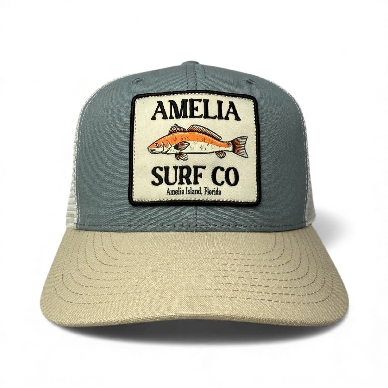 AMELIA SURF CO. HAT ASC REDFISH TRUCKER PUKKA HAT QUARRY/WHITE
