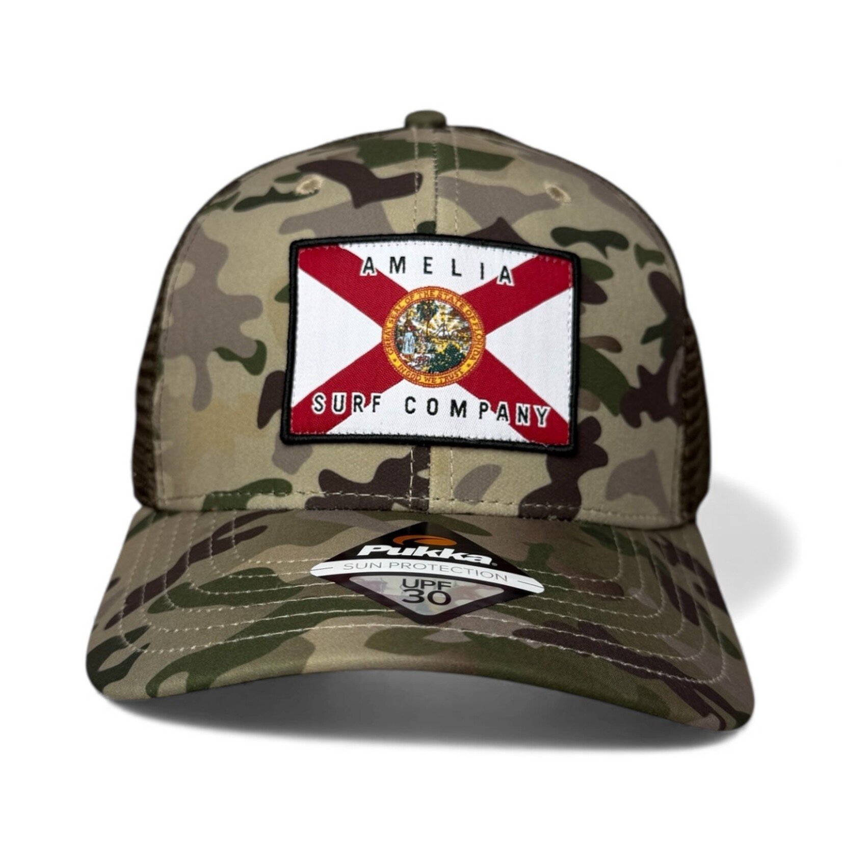 AMELIA SURF CO. HAT ASC FLORIDA FLAG PUKKA TECH  HAT CAMO