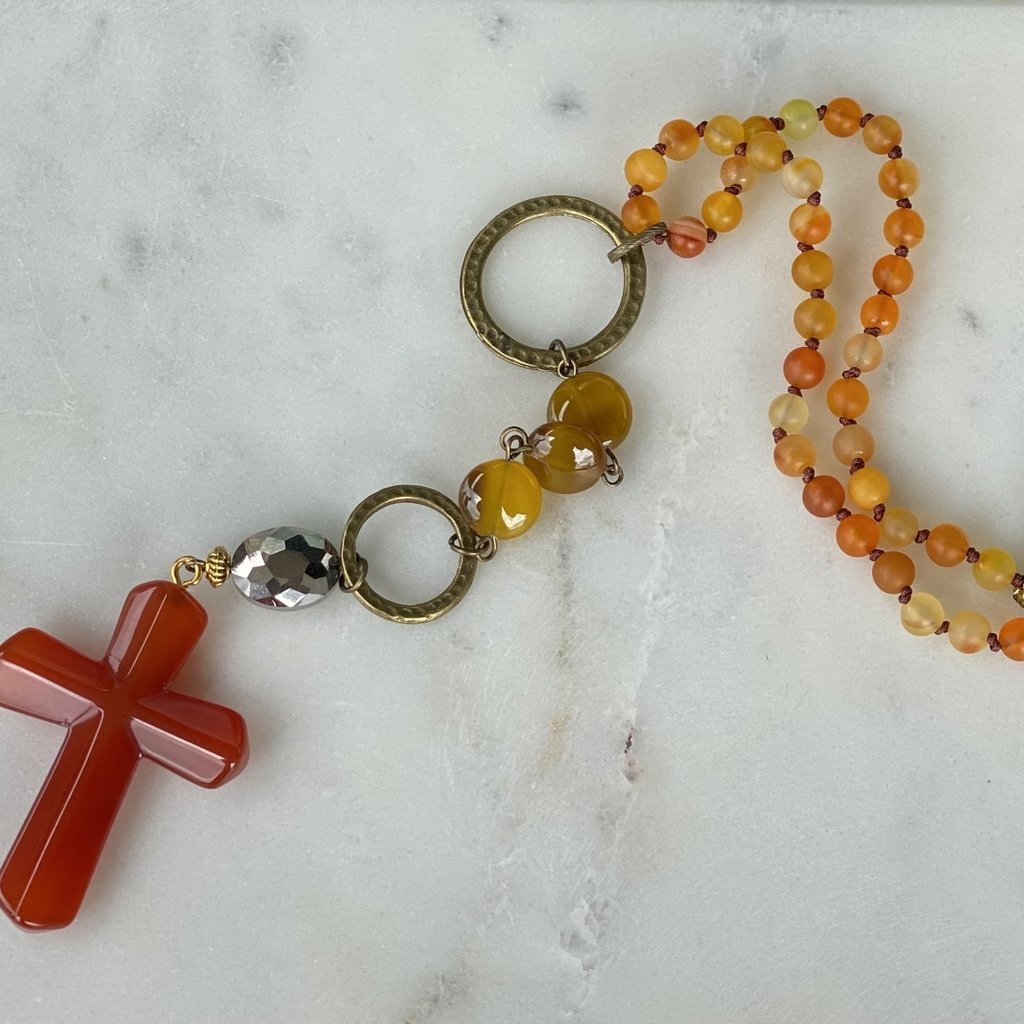 Lost & Found Amber Cross Drop Necklace