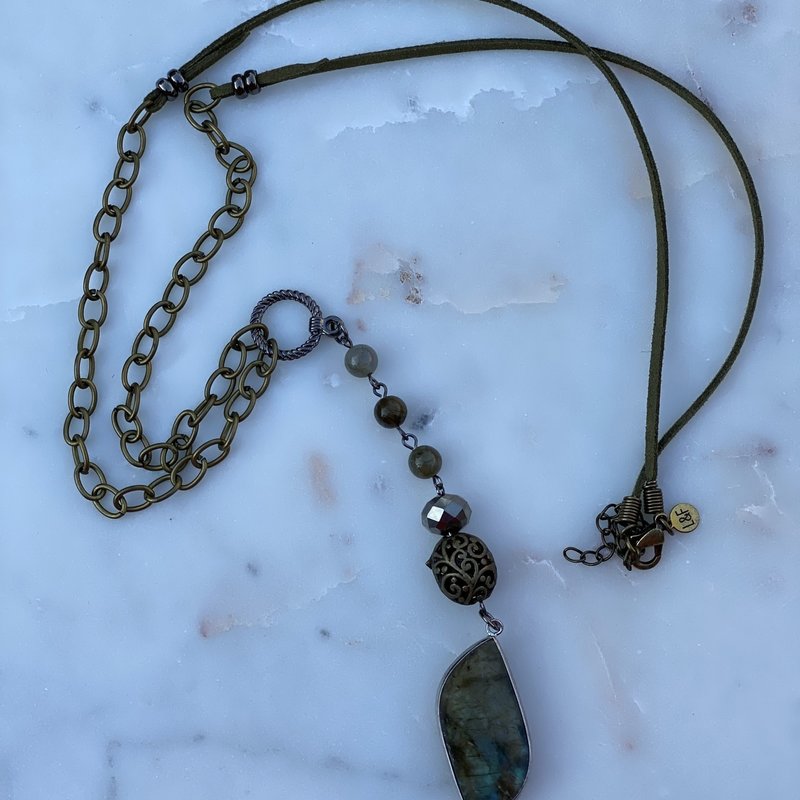 Lost & Found Grey Stone Drop Necklace