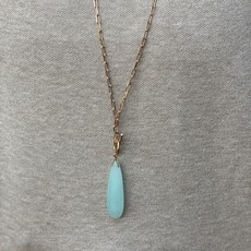 Splendid Iris Aqua Teardrop Stone Necklace