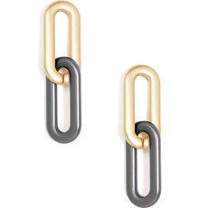 Zenzii Cable Link Gold and Hematite Earring