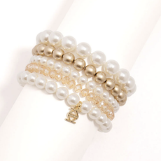 Zenzii Pearl Matte Gold 5 Strand Bracelet
