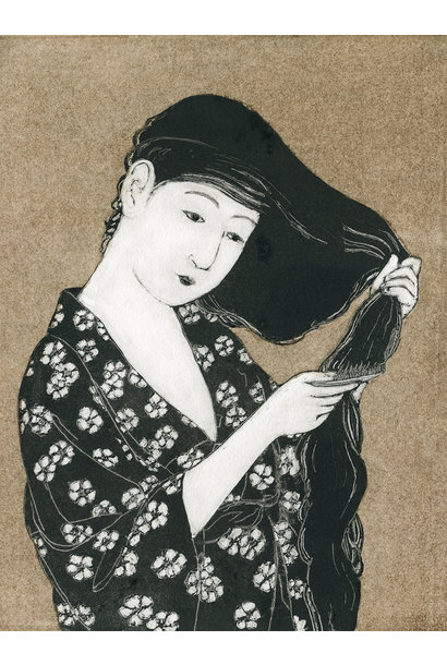 woman combing her hair (hommage à Hashiguchi Goyo)