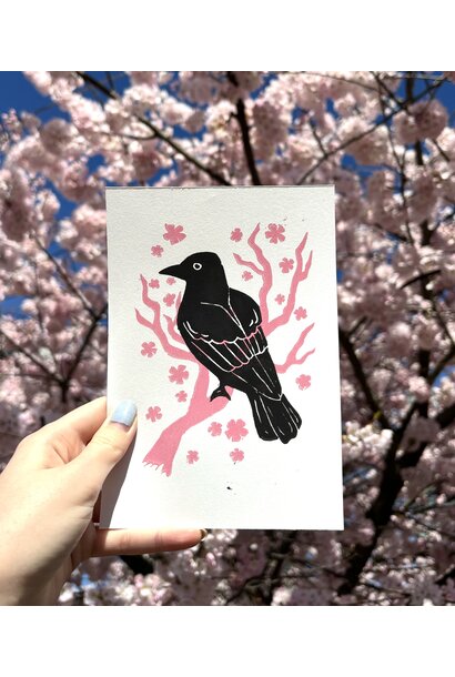 Cherry Blossom Crow