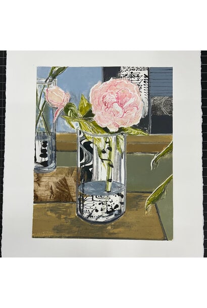 Peonies in Glass at the Market