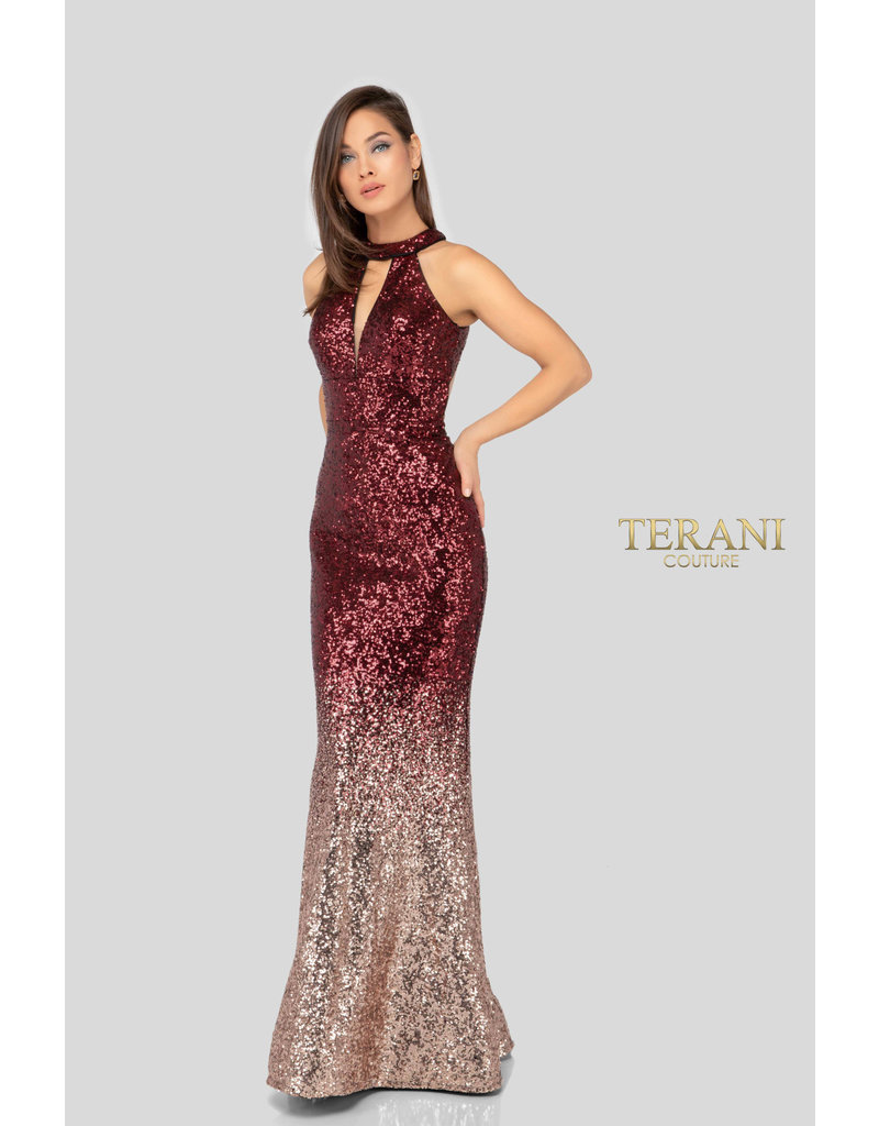 wine and silver dress