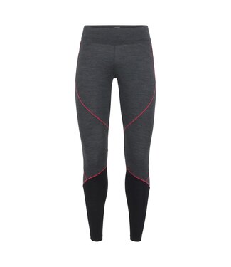 Icebreaker Merino Clothing Inc Icebreaker Womens Oasis Leggings Jet Heather/Black/Prism