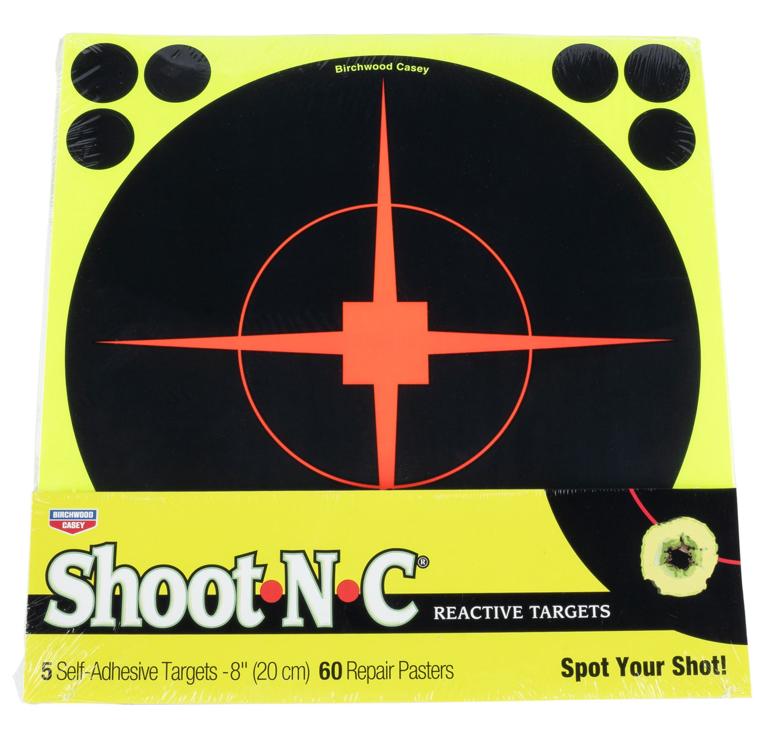Birchwood Casey Shoot N C 8" Reactive Target 5 Pack w/ 60 Repair Pasters