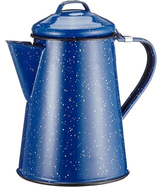 World Famous 9 Cup Blue Enamel Camping Coffee Percolator