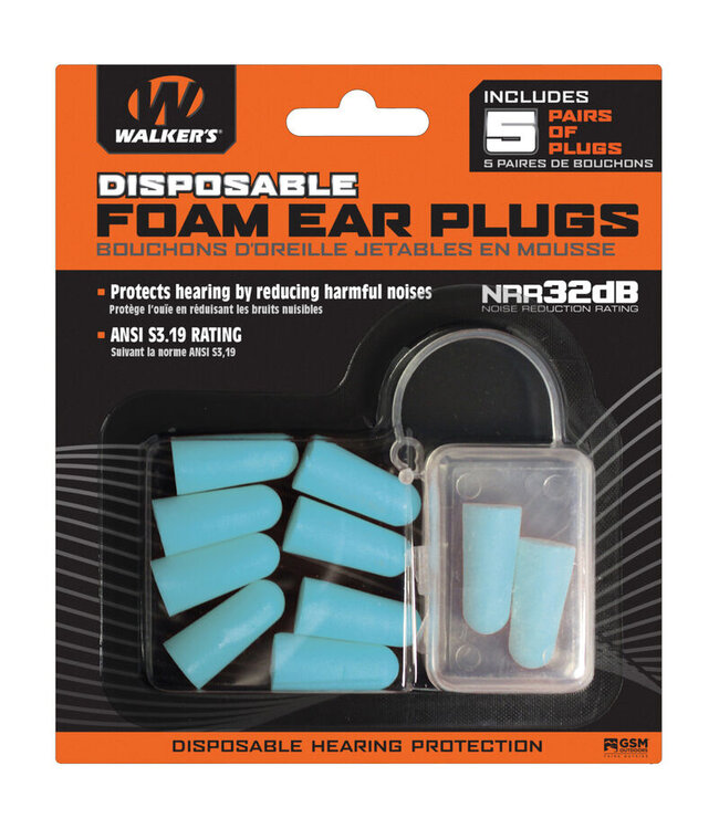 Walker's Game Ear Foam Ear Plugs 5 Pair Teal