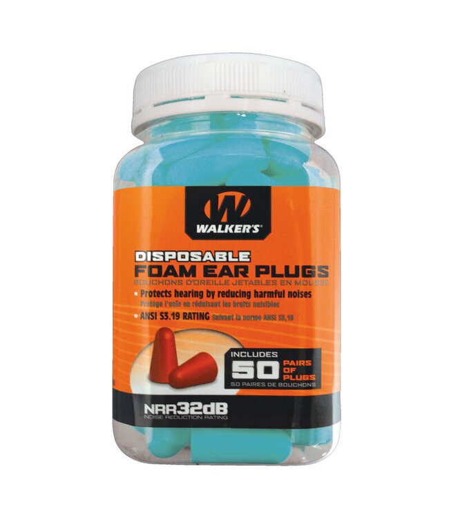 Walker's Game Ear Foam Ear Plugs 50 Pair Teal