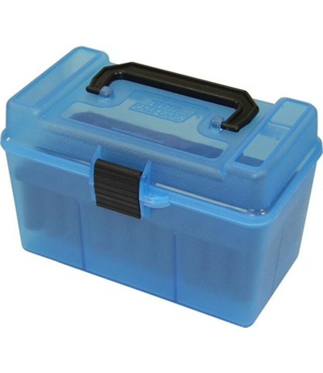 MTM Clear Blue R-100-24 - Deluxe Ammo Box 100 Round Handle 22-250 to 458 Win