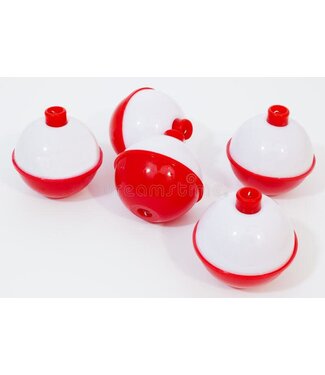 ANGLER Y105 RED AND WHITE FLOATS 2in  12PK