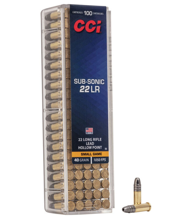 CCI SubSonic 22LR 40gr HP 100 Rnds